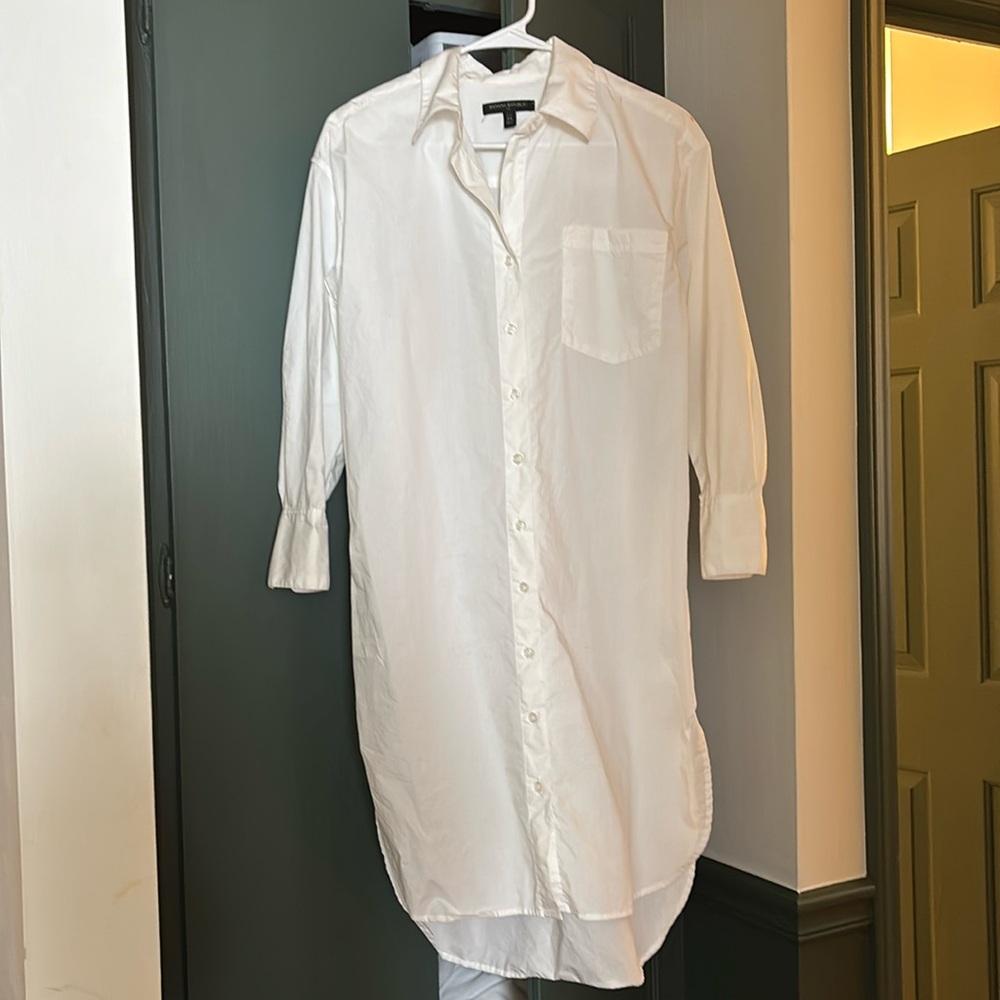 Banana Republic white Oxford shirt dress extra small petite